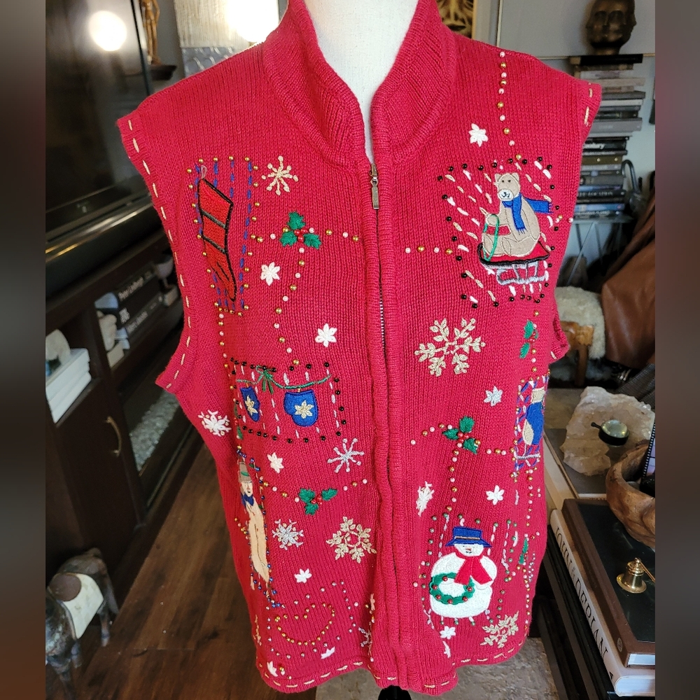 Erika Red Festive Embroidered Vest